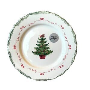 MATCERAMICA Portugal Christmas Tree Dinner Plates 11in Ceramic Set of 4 NEW